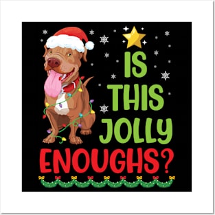 Pitbull Dog Light Merry Chritsmas Day Is This Jolly Enough Posters and Art